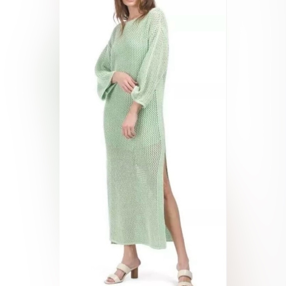 New Young Fabulous & Broke Santorini Green Crochet Maxi Dress Beach Cover Up XS